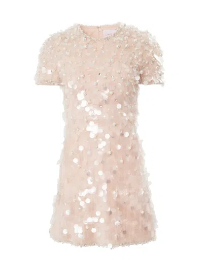 Carolina Herrera Sequin And Beaded Embellished Mini Dress In Beige