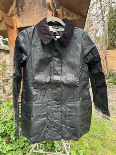 Pre-owned Barbour Wachsjacke Beadnell Sage Neu M In Grün