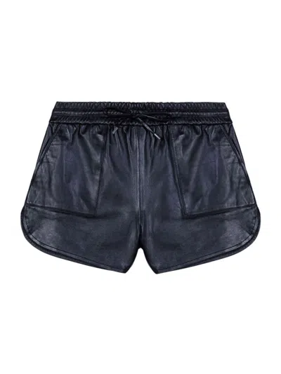 Maje Womens Black High-rise Elasticated-waist Leather Shorts