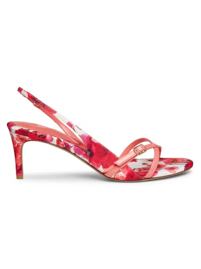 Alexandre Birman Maia 60mm Floral-print Sandals In Coral Blossom
