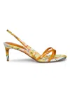 Alexandre Birman Maia Floral Crisscross Slingback Sandals In Custard