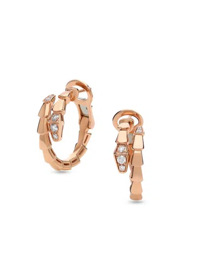 Bvlgari Women's Serpenti Viper 18k Rose Gold & 0.18 Tcw Diamond Hoop Earrings In Pink Gold