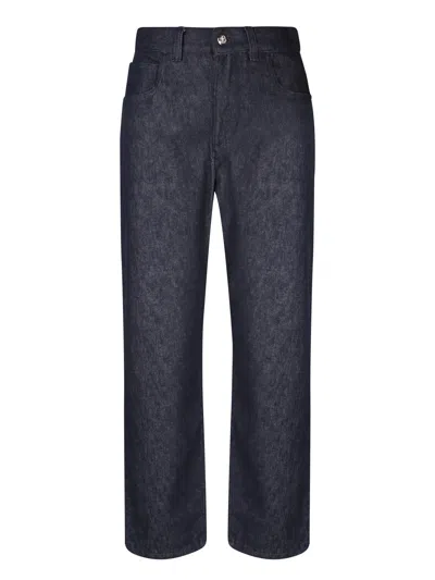 Moncler Cotton White Trousers In Blue