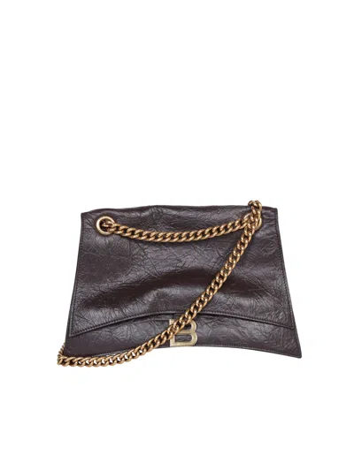 Balenciaga Crush Medium Bag With Black Chain In Brown