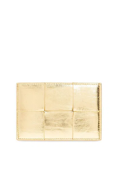 Bottega Veneta Cassette Card Holder In Gold-gold