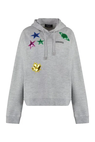Dsquared2 Logo Cotton Hoodie In Grey