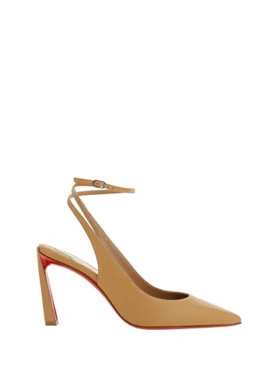 Christian Louboutin Condora Leather Red Sole Ankle-strap Pumps In Brown