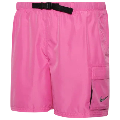 Nike Men's Swim 5" Volley Shorts In Playful Pink/black