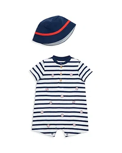 Little Me Boys' Baseball Romper With Hat - Baby In Blue