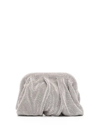 Benedetta Bruzziches 'venus La Petite' Silver Clutch Bag In Fabric With Allover Crystals Woman In Grey