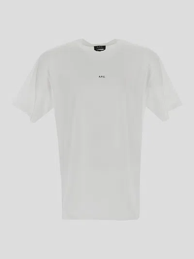 Apc 'kyle' White Crewneck T-shirt With Front Logo Print In Cotton Man