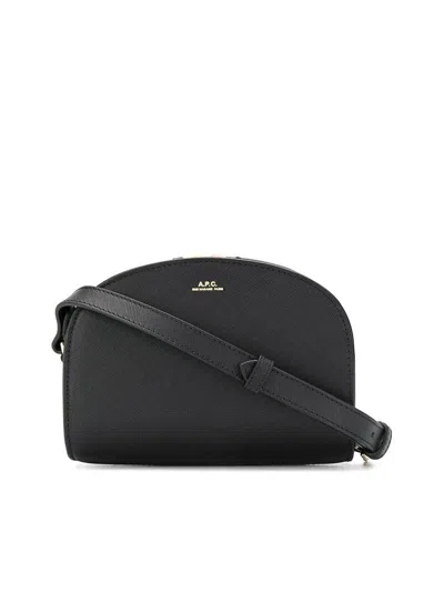Apc A.p.c. Woman's Sac Demi-lune Mini Black Leather Crossbody Bag