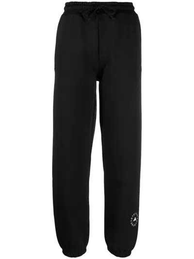 Adidas By Stella Mccartney Printed Organic Cotton-jersey Track Pants In Black
