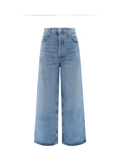 Agolde Low Slung Baggy Jeans In Blu