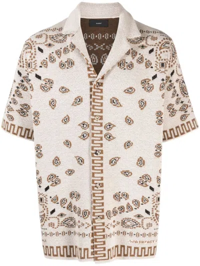 Alanui Patterned Intarsia-knit Cotton Shirt In Neutrals