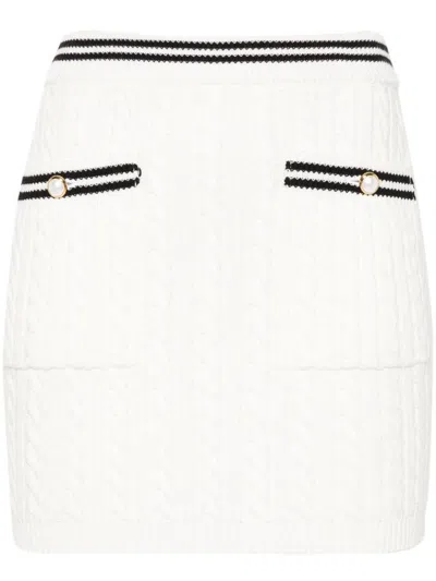 Alessandra Rich Cable-knit Mini Skirt In White