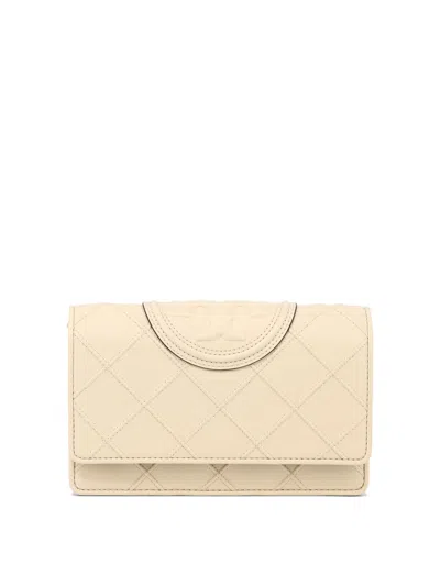 Tory Burch "fleming Soft" Wallet With Chain In Neutral