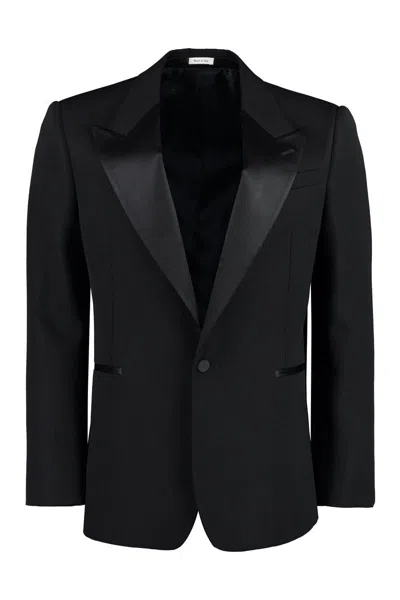 Alexander Mcqueen Single-breasted Wool Jacket In Black