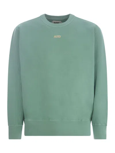 Autry Cotton Sweatshirt With Logo In Dark Green