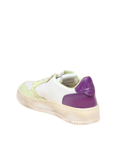 Autry Vintage Effect Leather Sneakers In Multicolour