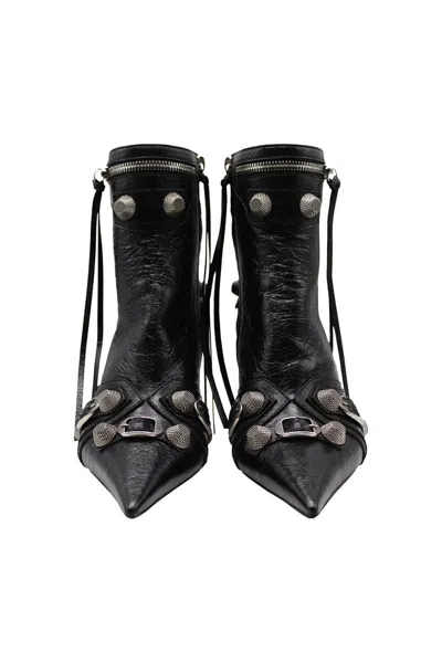Balenciaga Le Cagole Leather Boots In Black