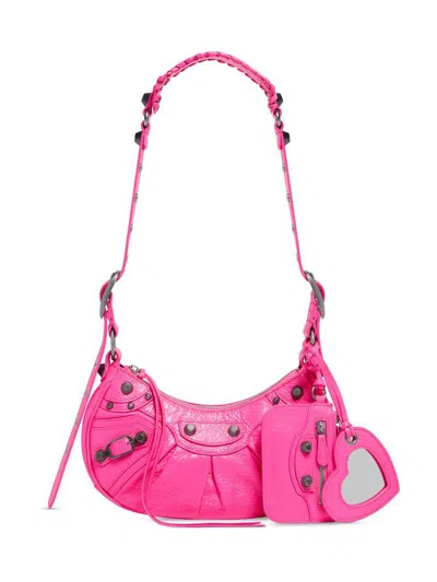 Balenciaga Xs Le Cagole Shoulder Bag In Fluo Pink
