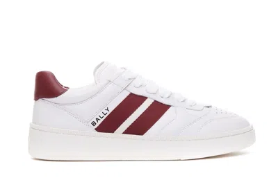 Bally White And Red Leather Sneakers In White/red
