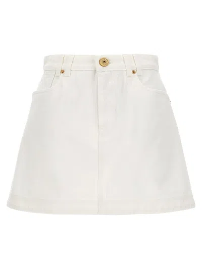 Balmain Denim Skirt In White