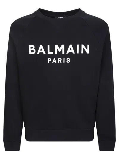 Balmain Cotton Crew-neck Sweatshirt In Black