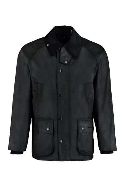 Barbour Bedale Jacket In Coated Cotton In Black