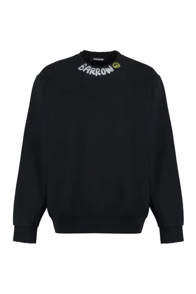 Barrow Logo Detail Cotton Sweatshirt In Black