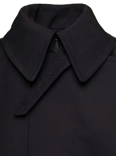 Balenciaga Black Double-breasted Trench Coat With Belt In Wool And Cotton Woman