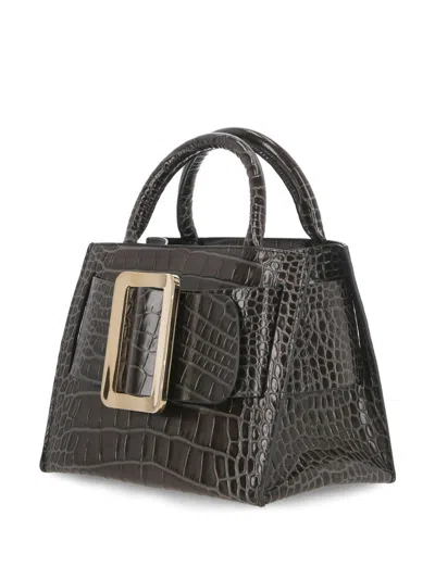 Boyy Bobby 23 Croco Embossed Leather Handbag In Black