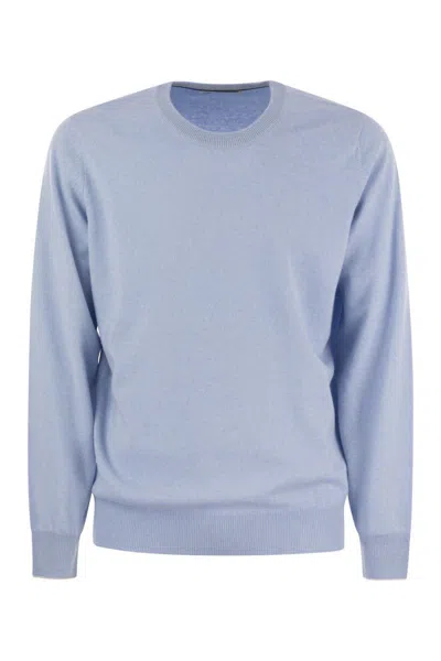 Brunello Cucinelli Pure Cashmere Crew-neck Sweater In Blue