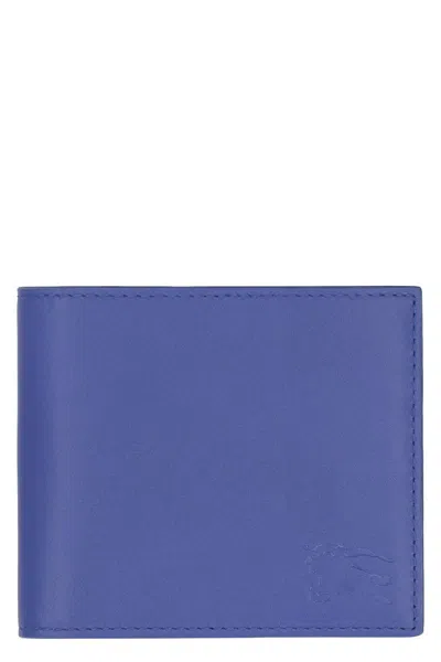 Burberry Leather Flap-over Wallet In Blue