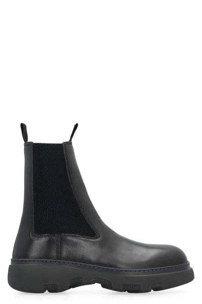 Burberry Leather Chelsea Boots In Black