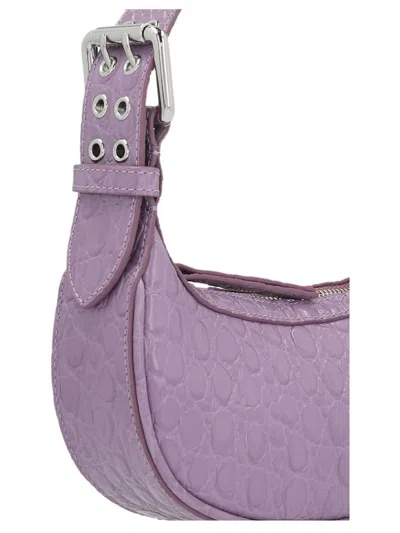By Far Mini Soho Croco Embossed Leather Shoulder Bag In Purple