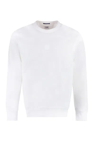 C.p. Company Cotton Crew-neck Sweatshirt With Logo In White