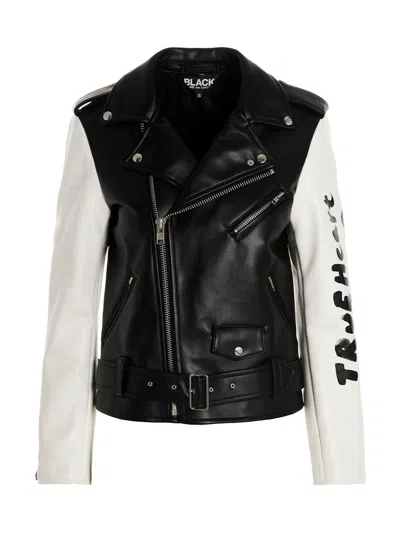 Comme Des Garcons Black Comme Des Garçons Black 'true Heart Strong Mind' Biker Jacket In White/black