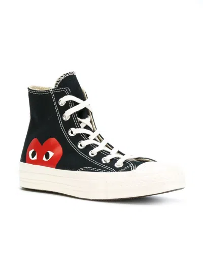 Comme Des Garçons Play X Converse Converse High Heart Logo Sneakers Shoes In Black
