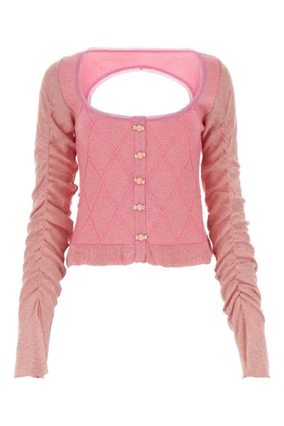 Cormio Cardigan With Ruffled Sleeve In Pink