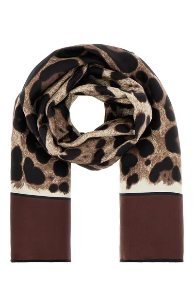 Dolce & Gabbana Kim Dolce&gabbana - Printed Silk Scarf In Brown