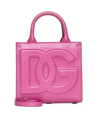 Dolce & Gabbana 'dg Daily Small' Dark Pink Handbag With Tonal Dg Detail In Smooth Leather Woman