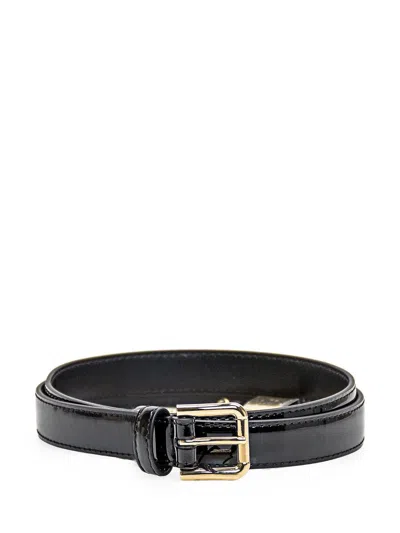 Dolce & Gabbana Patent Leather Belt In Black