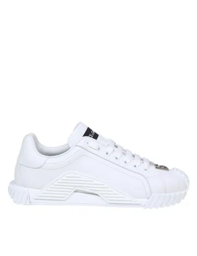 Dolce & Gabbana Logo Leather Sneaker In Blanco