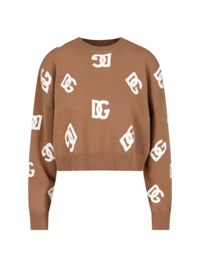 Dolce & Gabbana Brown Wool Sweater In Beige