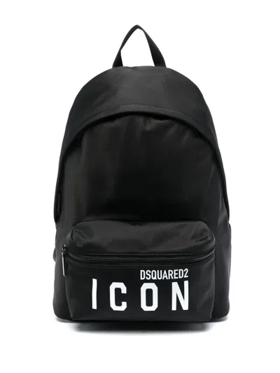 Dsquared2 Icon Nylon Backpack In Nero