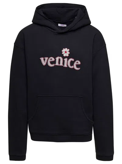 Erl Venice Cotton Hoodie In Black