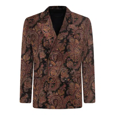 Etro Floral Printed Double Breasted Blazer In Red