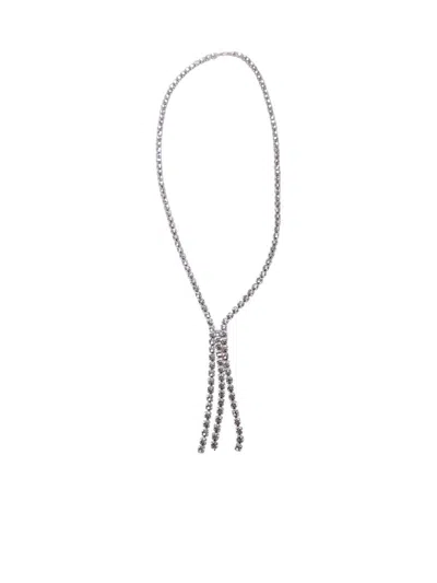 Forte Forte Pendent Strass Long Necklace In Grey